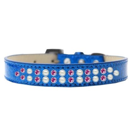 UNCONDITIONAL LOVE Two Row Pearl & Pink Crystal Dog CollarBlue Ice Cream Size 12 UN756546